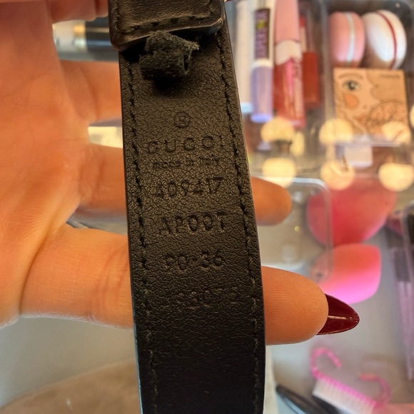 Gucci Black Leather Belt with Gold GG Buckle